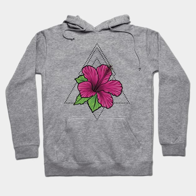 Tropical Hibiscus Flora Dotted Triangle Diamond Hoodie by RadicalChill